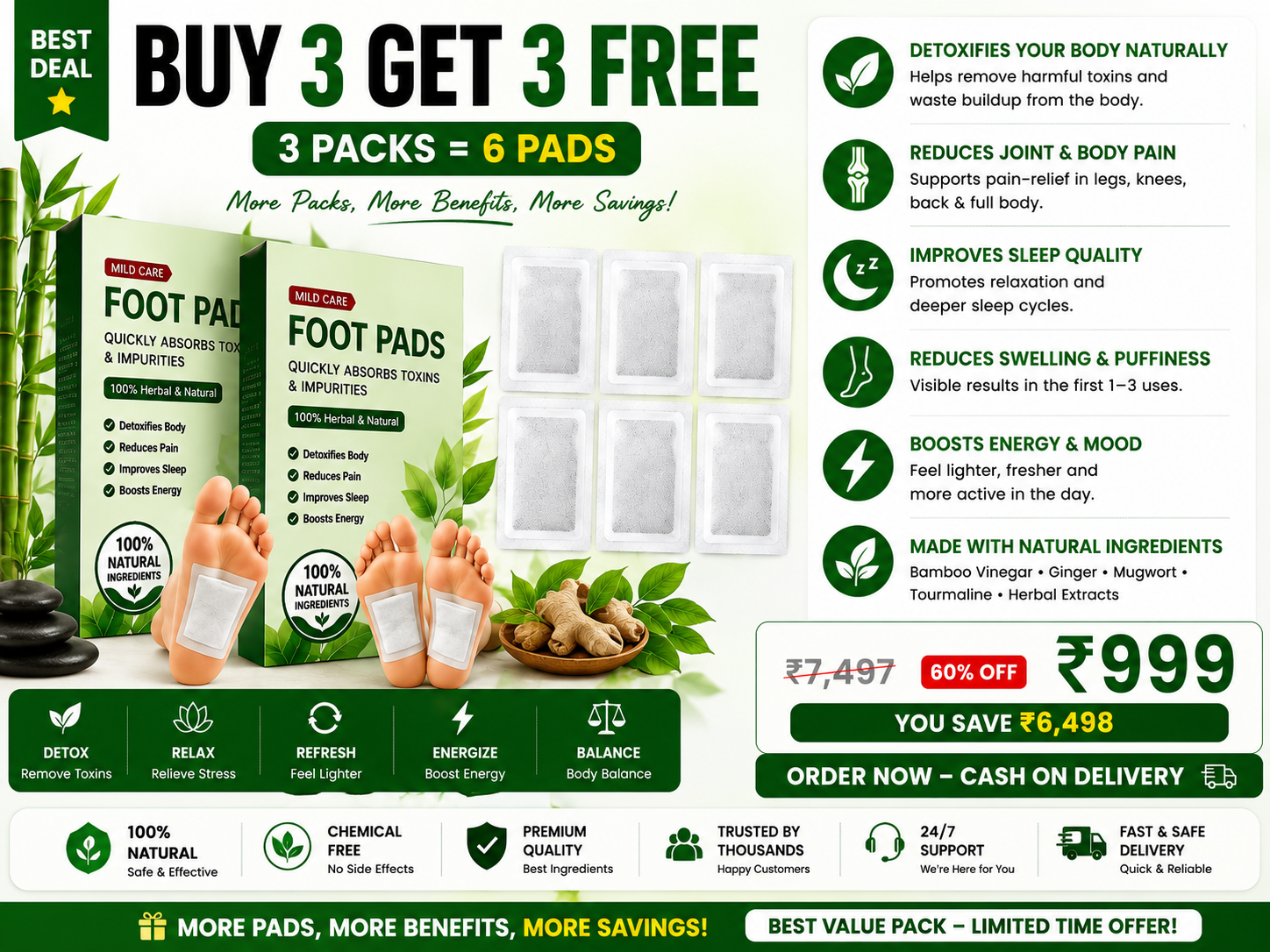 🌿 Herbal Premium Detox Foot pads 🌿 (BUY 1 GET 1 FREE)🌿
